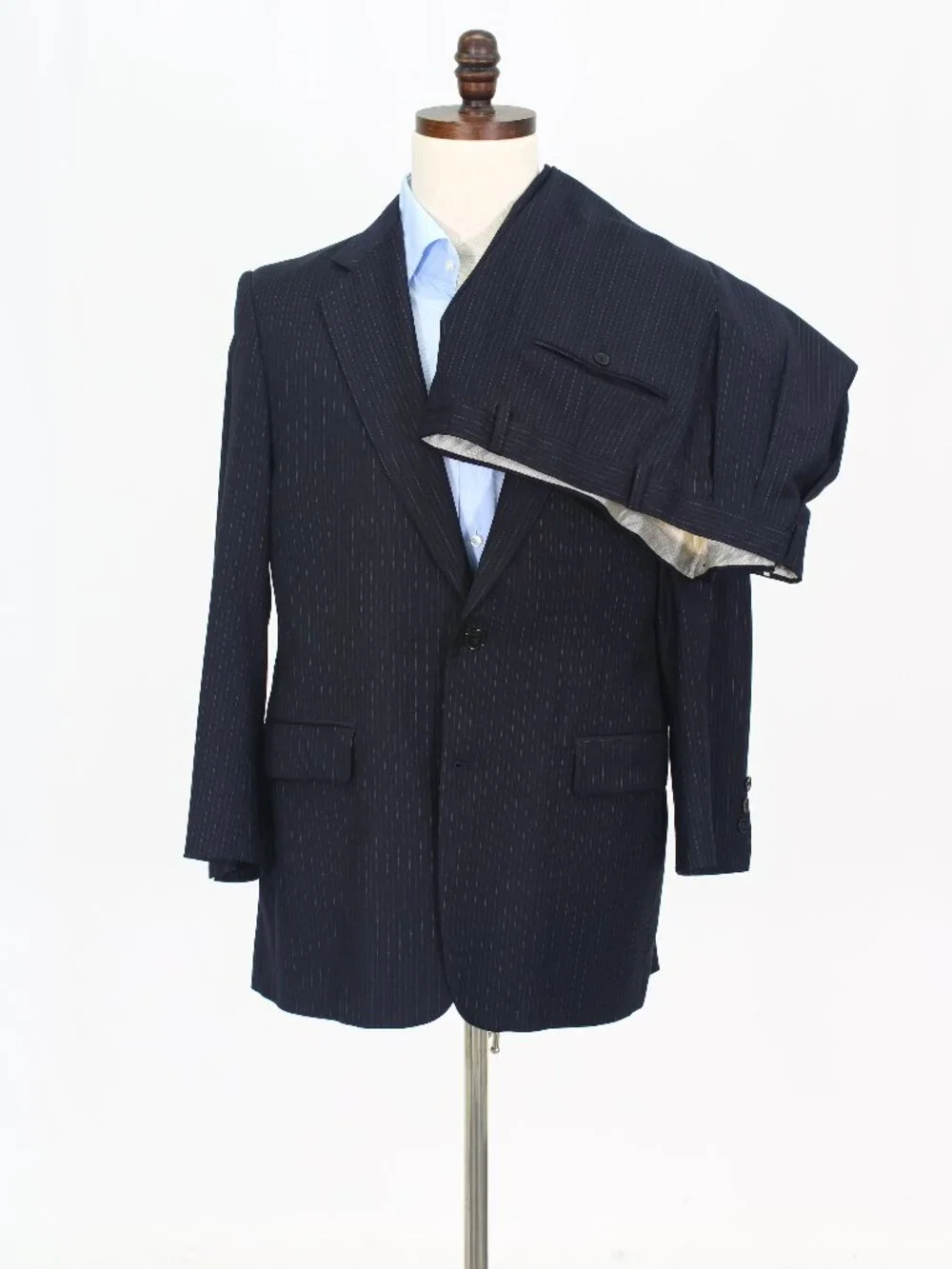 Burberry 41S 36x26 Navy Full Suit 2-Button Stripe R925